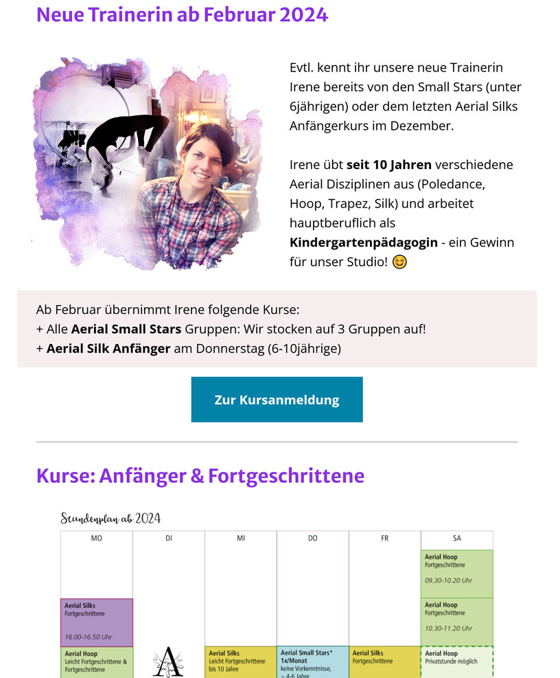 Neuer Stundenplan